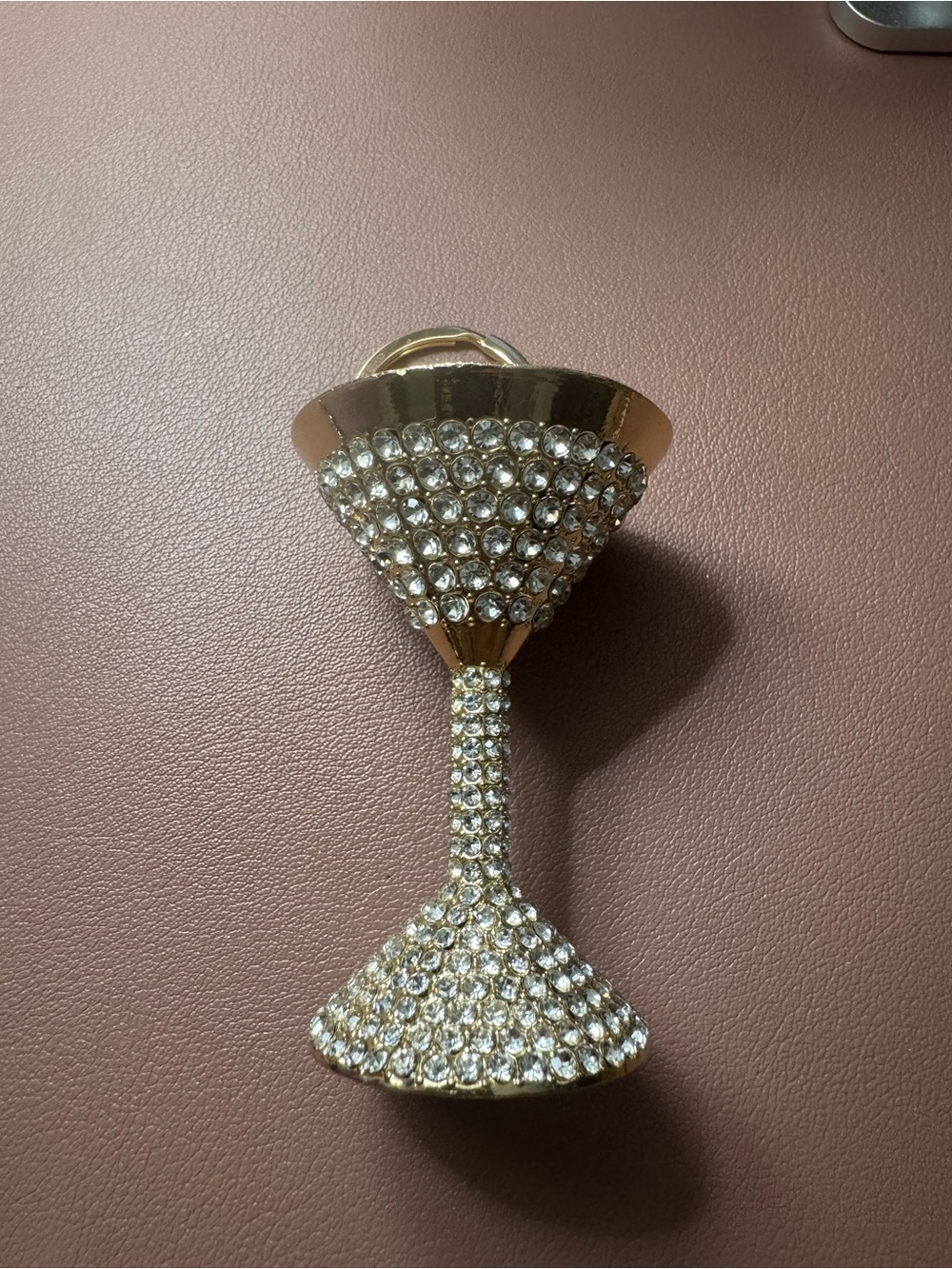 Gold & Crystal Rhinestone Jeweled Martini Keychain